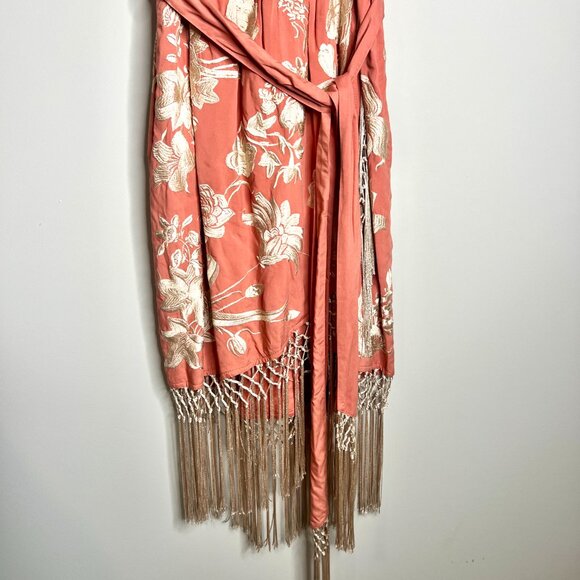 Anthropologie Lucille Dress Fringe Floral Tasseled Embroidered Bohemian Sz 10P - Picture 6 of 9